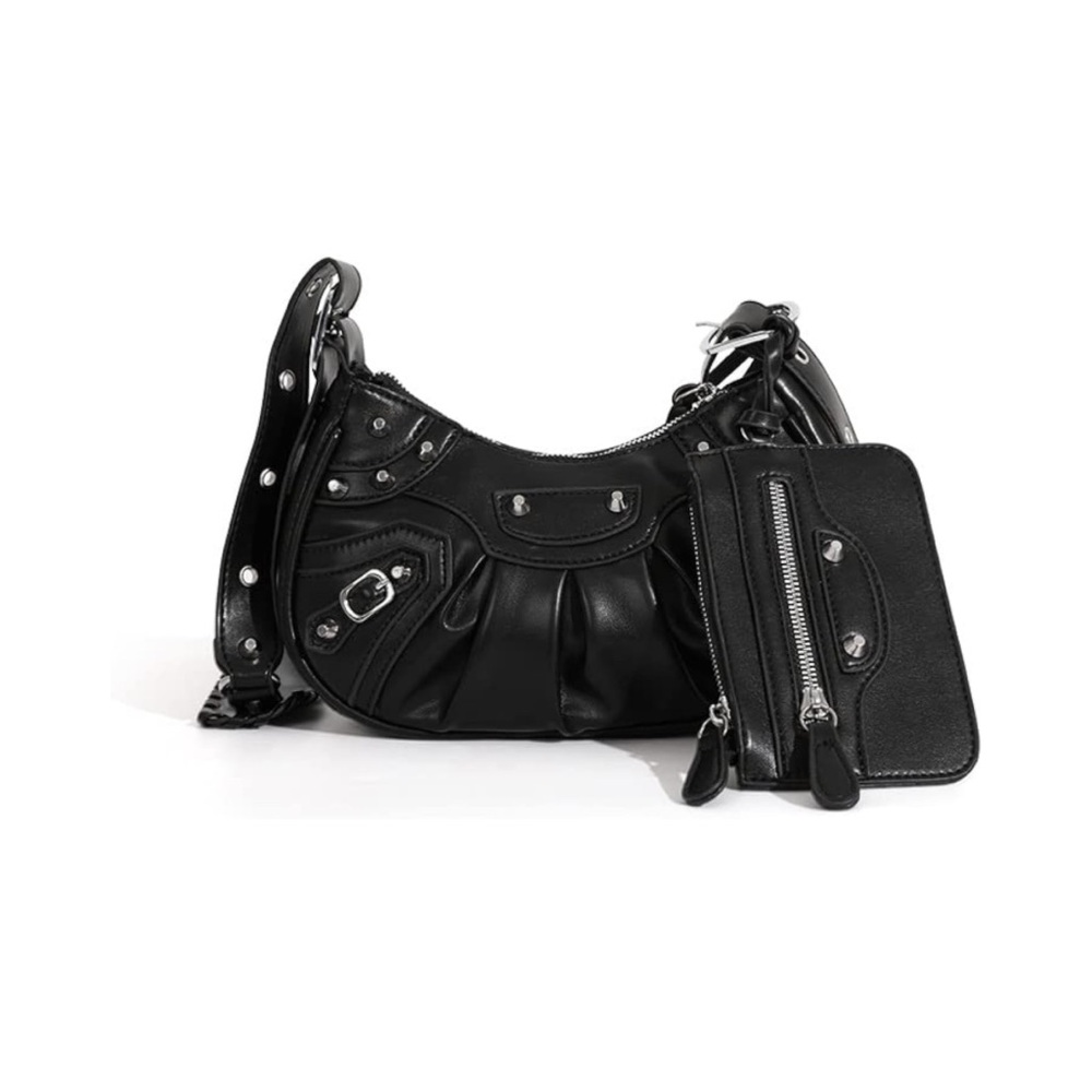 Black Rivet Y2K Statement Handbag
Brand New with tags with coin purse accessory
